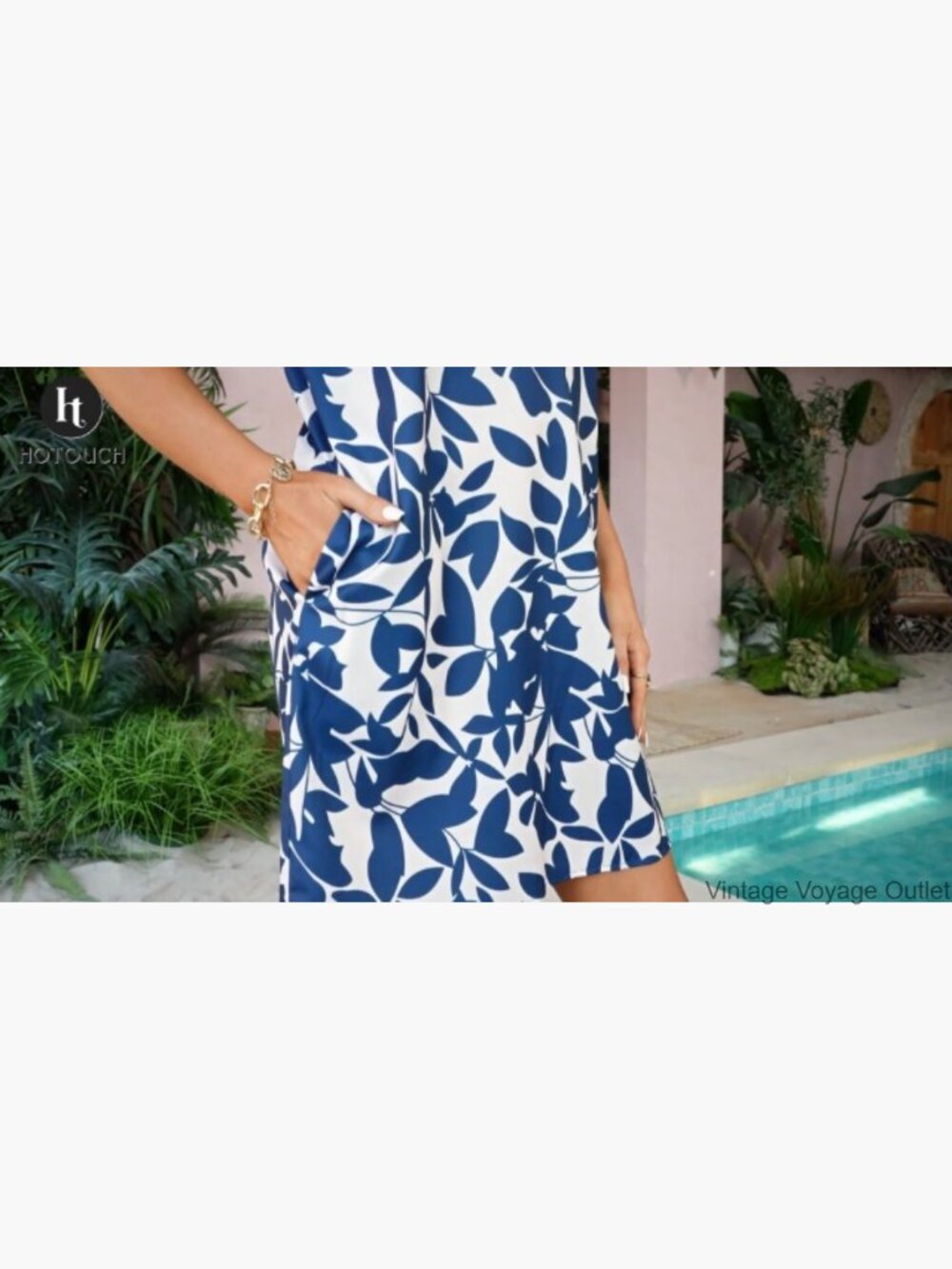 Short Sleeve Floral Shift Dress with Pockets Summer Beach Sundress - Picture 7 of 7